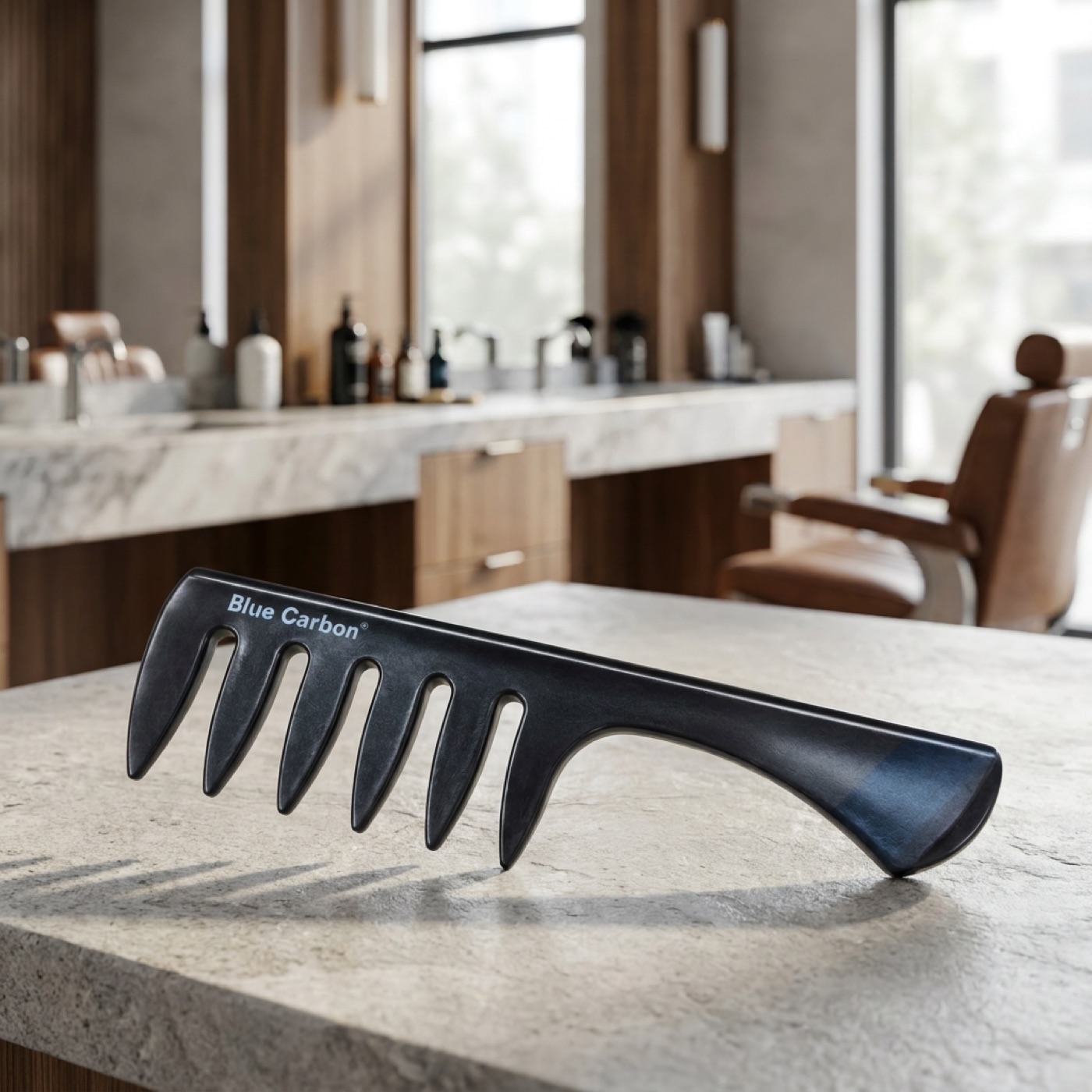 Blue Carbon Texture Comb im Barbershop